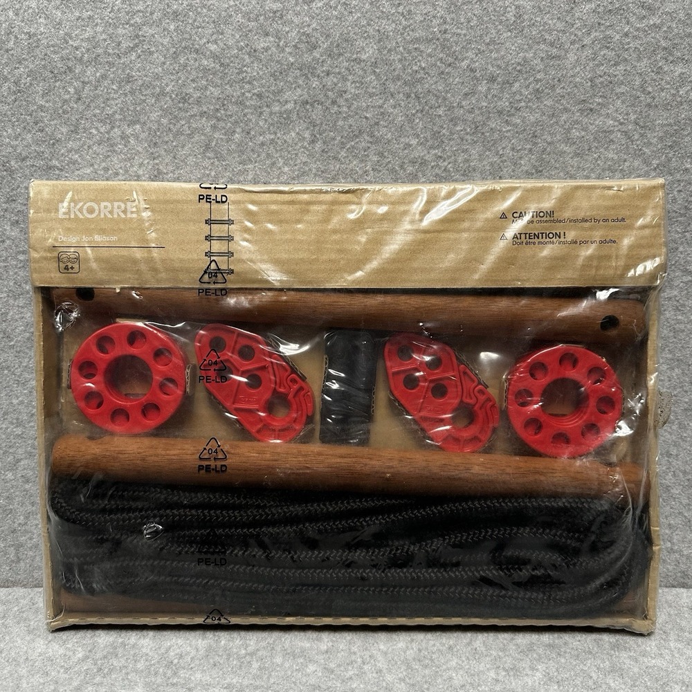 IKEA Ekorre Hanging Gym Rings Jon Eliason Wood Red 400.540.72 New NIB 2002